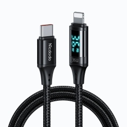 Cable Acordonado Lightning a Tipo C c/display 36W 1.2M McDodo