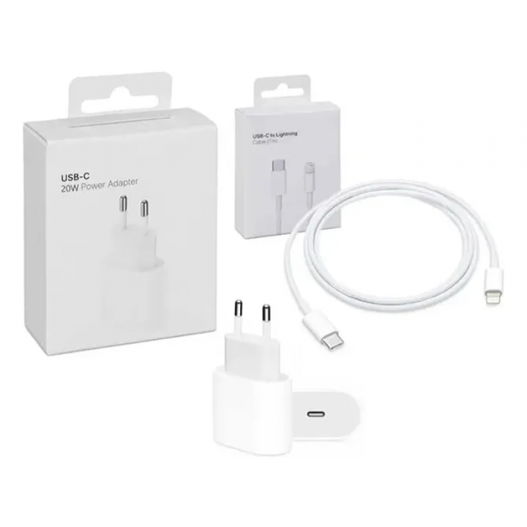 Cargador Carga Rpida 20w USB C + Cable Lightning Iphone 2m
